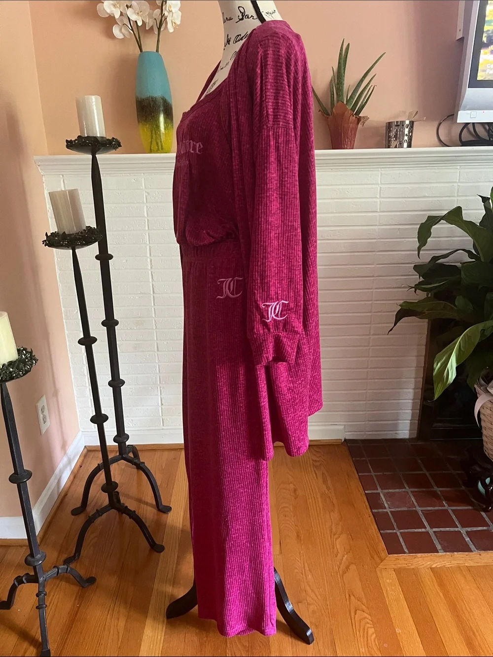 Juicy Couture Fuchsia 3-Piece Lounge Set - Tank, Cardigan & Pants